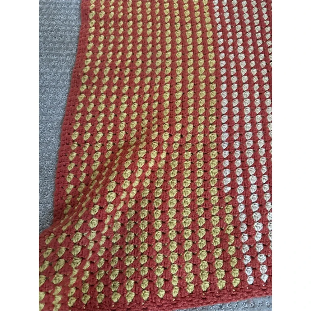 Hand‎ Made Crochet Throw Blanket/Afghan Yellow/Orange 40 X 37